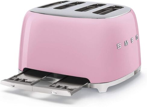 Smeg 50s Retro 4-Slot Toaster TSF03CRUS Bundle with Bamboo Tongs - Cream in Saudi Arabia