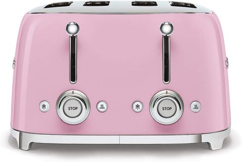 Smeg 50s Retro 4-Slot Toaster TSF03CRUS Bundle with Bamboo Tongs - Cream in Saudi Arabia