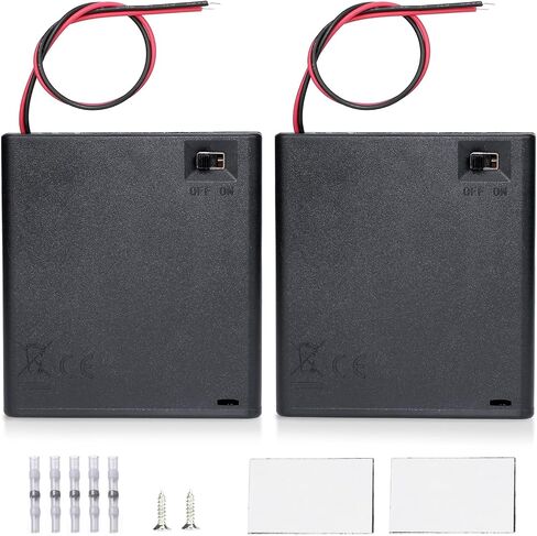 3 حامل بطاريات AA، حزمة بطارية USB 4.5-5 فولت للأضواء، حامل صندوق علبة بطارية AA مع مفتاح تشغيل/إيقاف - عبوتان (أسود) in Kuwait