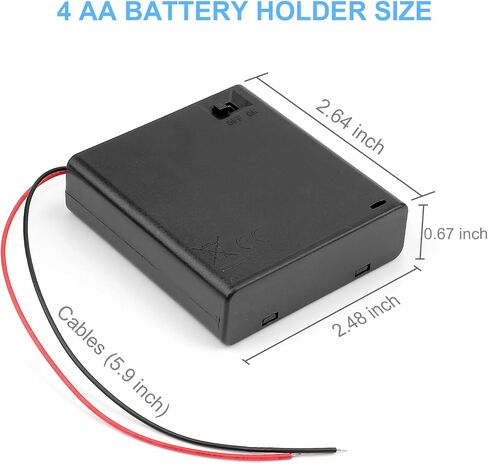 3 حامل بطاريات AA، حزمة بطارية USB 4.5-5 فولت للأضواء، حامل صندوق علبة بطارية AA مع مفتاح تشغيل/إيقاف - عبوتان (أسود) in Kuwait