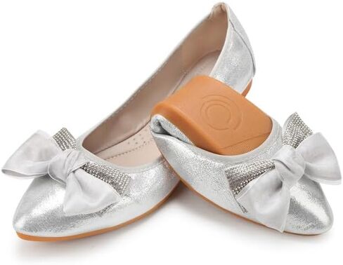 Padgene Women's Casual Pointed Toe Bowknot Ballet Flats, Ladies Ballerina Flats Girls Fashionable Ballet Pumps Dolly Shoes Womens Stylish Comfy Office Driving Flat Shoes Slip On Loafers in Saudi Arabia