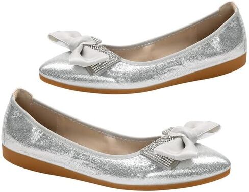 Padgene Women's Casual Pointed Toe Bowknot Ballet Flats, Ladies Ballerina Flats Girls Fashionable Ballet Pumps Dolly Shoes Womens Stylish Comfy Office Driving Flat Shoes Slip On Loafers in Saudi Arabia