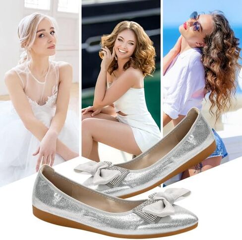 Padgene Women's Casual Pointed Toe Bowknot Ballet Flats, Ladies Ballerina Flats Girls Fashionable Ballet Pumps Dolly Shoes Womens Stylish Comfy Office Driving Flat Shoes Slip On Loafers in Saudi Arabia