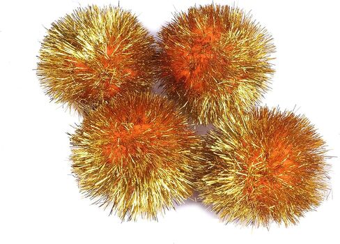 30pcs Big Pom Bushy Sparkle Ball Cat Toy, Interactive Glitter Pom Pom Cat Toy Balls for Kittens (with Tinsel:2 Inch,Red) in Saudi Arabia