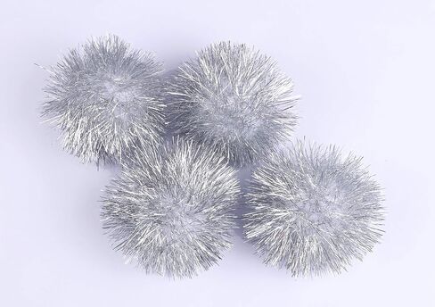 30pcs Big Pom Bushy Sparkle Ball Cat Toy, Interactive Glitter Pom Pom Cat Toy Balls for Kittens (with Tinsel:2 Inch,Red) in Saudi Arabia