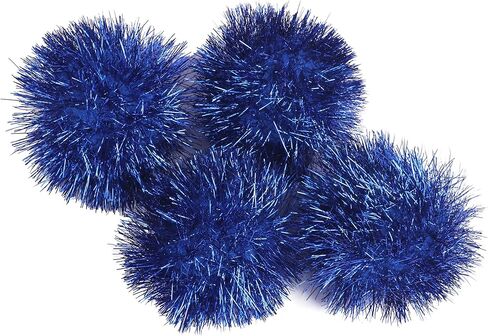 30pcs Big Pom Bushy Sparkle Ball Cat Toy, Interactive Glitter Pom Pom Cat Toy Balls for Kittens (with Tinsel:2 Inch,Red) in Saudi Arabia