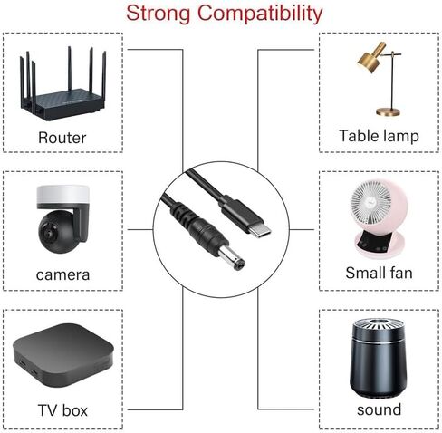 (2pack) 5.5x2.1mm to 5.5x2.5mm DC Adapter Male to Female, Support 5V 12V 20V DC Adapter Made for Car Refrigerator, Asus Laptops, Router, Thermal Printer, Starlink Mini in Kuwait