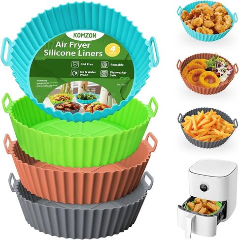 3 Pack Air Fryer Silicone Liners, 8Inch Airfryer Liners, Silicone Air Fryer Basket Liners, Reusable Food Grade Air Fryer Pots Oven Liner Baking Tray, Air Fryer Silicone Mat Accessories Kitchen in Saudi Arabia