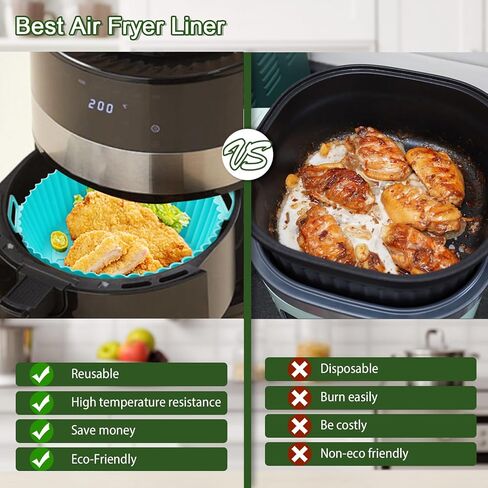3 Pack Air Fryer Silicone Liners, 8Inch Airfryer Liners, Silicone Air Fryer Basket Liners, Reusable Food Grade Air Fryer Pots Oven Liner Baking Tray, Air Fryer Silicone Mat Accessories Kitchen in Saudi Arabia