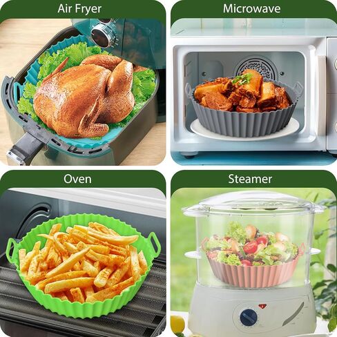 3 Pack Air Fryer Silicone Liners, 8Inch Airfryer Liners, Silicone Air Fryer Basket Liners, Reusable Food Grade Air Fryer Pots Oven Liner Baking Tray, Air Fryer Silicone Mat Accessories Kitchen in Saudi Arabia