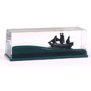 Black Pearl Pirate Ship in a Bottle - Boat in a Box Liquid Wave Fluid Drift Bottle Black Pearl Pirate Model Ship Sailing Simulation for Home Decoration Display Cases Desk Toy Gifts (Box)