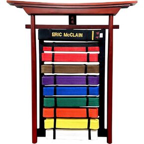 Martial Arts Taekwondo Karate Judo Jiu Jitsu 10 Level Wall Mountable Wooden Budo Belt Display