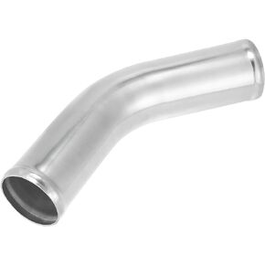 X AUTOHAUX OD 3.5" 89mm Length 12" 300mm Aluminum Alloy Tube Intercooler Pipe 45 Degree Air Intake Tube Silver Tone for Car