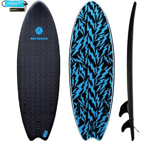 Waterkids 5'6 Reef Kids Surfboard & Leash, Perfect for Learning How to Surf, Made for Kids, Classic Fish Shape Beginner Surfboard, Soft Top Surfboard with Foam Core, Easy to Catch Waves & Progress