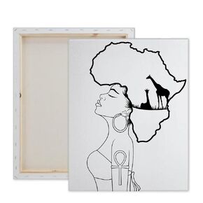 Pre Drawn Canvas LADY AFRICA Paint Kit | Adult & Teen Sip and Paint Party Favor | DIY Date Night Couple Activity (S 8x10 CANVAS ONLY)