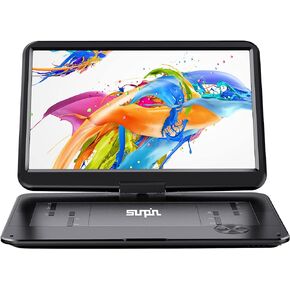 SUNPIN 17.9" Portable DVD Player with 15.6" Large HD Swivel Screen, 6 Hours Rechargeable Battery CD Player Support AV in&Out/USB/SD Card/Sync TV, Region-Free DVD Player with Remote Controller, Black