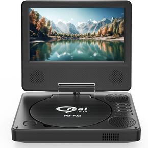 مشغل DVD محمول 9.5 بوصة مع شاشة عرض دوارة 7.5 بوصة، بطارية مدمجة قابلة للشحن لمدة 5 ساعات، مشغل DVD للسيارة، يدعم بطاقة SD/USB/CD/DVD وتنسيقات أقراص متعددة، مكبر صوت عالي الصوت، أسود... in Kuwait