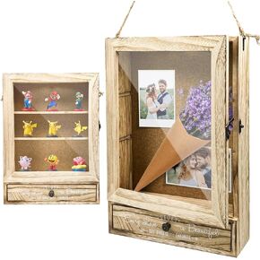 HZE 11"X 16" Retro Wooden Wedding Shadow Box Frame with Shelves and Drawers, Large and Deep Shadow Boxes Display Cases, Wedding Gifts for Newlyweds, Bridal Shower Gifts for Friends in Kuwait
