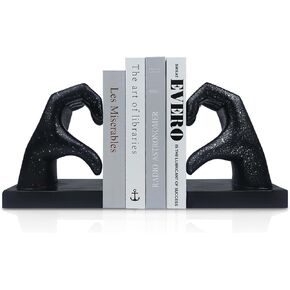 LIFFY Hands Decorative Book Ends,Unique Heavy Duty Bookends for Shelves Decorative,Resin Non Skid Book Holder Stopper for Home,Office,Living Room,Bedroom