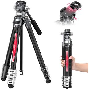 ULANZI TT09 Video-Go Carbon Fiber Travel Camera Tripod w F38 Quick Release Fluid Head, 55.91" Professional Portable Camera Video Tripod, for Canon Nikon Sony Cameras DSLR iPhone, with Bag