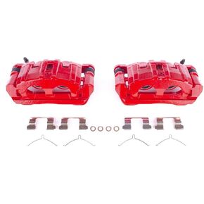 Power Stop Front S3826A زوج من الفرجار المطلي بمسحوق أحمر عالي الحرارة