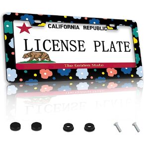 License Plate Frame,70s Hippie Mushroom License Plate Frames for Car Decorative Car Tag Frames Aluminum Metal License Plate Holder for US Canada Standard 12''x6''