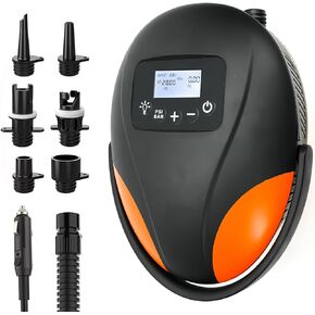 furein 20PSI High Pressure SUP Air Pump, Electric Paddle Board Pump Auto-Off, Dual Stage Inflation & Deflation Function, 12V DC Car Connector for Inflatable Stand Up Paddle Boards, Boats, Tent Kayaks