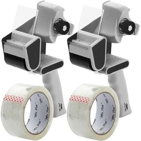 Mr. Pen- Packing Tape Dispenser Gun 2-Inch, 2 Pack with 2 Rolls Tape, Black, Heavy Duty Packing Tape with Dispenser, Packaging Tape, Clear Packing Tape, Tape Gun for Packing Boxes, Moving Tape