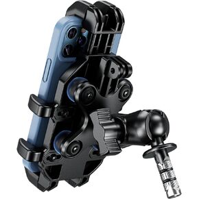 BRCOVAN Motorcycle Fork Stem Phone Mount with Vibration Dampener, Adjustable Heavy Duty Motorcycle Cellphone Holder Fit Stem Tubes 12mm-25.4mm in Diameter, Compatible with 5.4''-7.2'' Smartphones