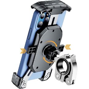 Kewig Motorcycle Phone Mount, Bike Phone Mount with Quick Install Handlebar Clamp, Scooter ATV Motorcycle Cell Phone Holder Cradle with Aluminum Alloy Sturdy Mounting Base, Fit for 4-7" Phones