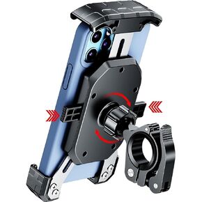 Kewig Motorcycle Phone Mount, Bike Phone Mount with Quick Install Handlebar Clamp, Scooter ATV Motorcycle Cell Phone Holder Cradle with Aluminum Alloy Sturdy Mounting Base, Fit for 4-7" Phones