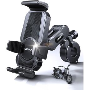 JOYROOM Aluminum Alloy Motorcycle Phone Mount with Vibration Dampener, Motorcycle Phone Holder for Motorcycle Harley Bike Bicycle Scooter ATV/UTV, Compatible with iPhone, Samsung, All Cell Phones