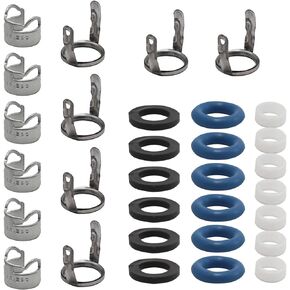 Fuel Injector Seal Kit, 6 Set Fuel Injectors Seals Repair Kit, Repair O-ring Kit, Replacement for AUDI A4 A6 A8 2.8L 3.2L V6, OE 06E998907G