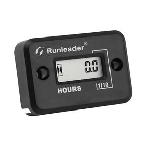 Runleader Digital LCD Hour Meter Gauge,Maintenance Intervals Reminder - Suitable for Small Gas Engine,Works on Lawn Tractor Generator Compressor Marine Paramotor and High Pressure Washer.