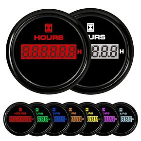 DunkTeam 52mm(2") Hour Meter Gauge Hour Gauge Timer Gauge 7 Color Backlight for Marine Boat Car Motorcycle 9-32V Waterproof IP68