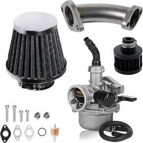 Stage 2 Performance Mainfold Kit for Predator 79cc 3HP Engine, Coleman CT100U CC100X 98cc, Massimo MB100 Mini Bike, Slide Carb Adapter 154F 3.0hp Engine Parts, Black