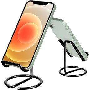 Cell Phone Stand for Desk, Cute Metal Black Cell Phone Stand Holder Desk Accessories, Compatible with All Mobile Phones, iPhone, Switch, iPad