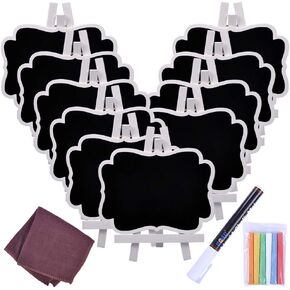 UCEC Mini Chalkboard Signs for Food, Small Chalkboard Signs with Stand for Buffet, Party, Table Number, Place Card, Wooden White Framed Easel and Board with Erasable Marker (10 Pack) in Saudi Arabia