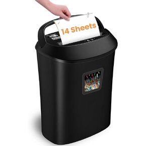 Paper Shredder,VidaTeco 14-Sheet Cross-Cut Shredder with US Patented Cutter,Also Shreds Card/CD,Heavy Duty Paper Shredder for Home Office,Durable&Fast with Jam Proof System,6.6-Gallon Basket (ETL)