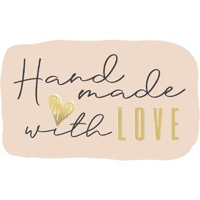 300 Handmade with Love Stickers in Sheets | 1.75" x 2.75" Special Cut Size | Typical Shape Design with Gold Foil and Light Peach Background | Highly Recommended for Small Business Owners (1 Pack)