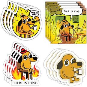 GRITKULTURE This is Fine Morale Meme Sticker Assorted 16 Pack for Cars, Trucks, Windows, Scrapbooking, Laptop in Support of Military, Tactical Fire Dog