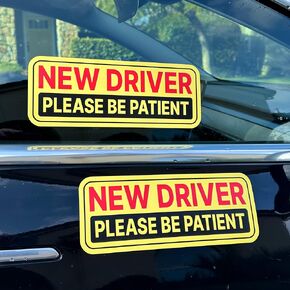 New Driver Stickers (Non-Magnetic) - Removable New Driver Decals for Cars & Windows - Paint-Safe New Driver Signs (10x4 inches, 2-Pack)