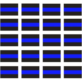 Reflective Blue Lives Matter License Plate Sticker - Pack of 20 Vinyl Decal - Cop Thin Blue Line Decals - Proudly Support Police/Law Enforcement Officers (1" x 1.5")