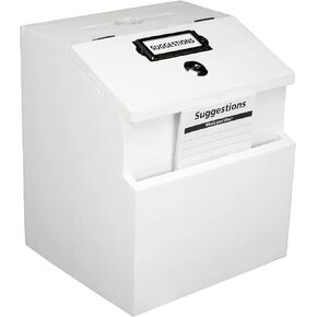 Excello Global Products Rustic Suggestion Box with Lock: Wooden Ballot Comment Box, Wall Mounted or Freestanding. Includes Printed Labels & Suggestion Pads Cards