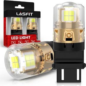 LASFIT L2 3157 LED Bulbs Reverse Lights,2024 Upgraded 500% Brighter, T20 3156 3056 3057 4114 4157 3047 4057 LED Lamps with Projector Lens, fit for Backup Light DRL, 6000K Xenon White,2pcs