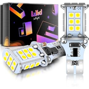 LUYED 921 912 LED Bulb Xenon White for Backup Reverse Lights 3100 Lumens 300% Brightness T15 906 W16W LED Bulbs Non-polarity Canbus Error Free,Pack of 2