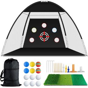Golf Net with Target Cloth,10x7ft Golf Practice Net with Tri-Turf Golf Mat,All in 1 Golf Hitting Nets for Backyard Driving Chipping Swing Training - Gift for Golf Lovers in Kuwait