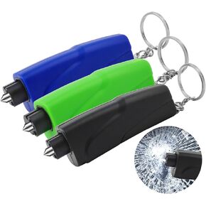 RAPUDA Window Breaker Seatbelt Cutter,3-in-1 Mini Glass Breaker, 3 Pack Car Escape Tool for Land and Underwater,Keychain Car Emergency Tool（Pink/Purple/Sky Blue）