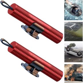Safehammer - 2024 Upgraded Safe Hammer Glass Breaker Under Water, Car Hammer Seatbelt Cutter Window Breaker Emergency Escape Tool, Safehammer Glass Breaker for New Cars (2PCS Red & Black)