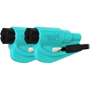 resqme Pack of 2,The Original Emergency Keychain Car Escape Tool, 2-in-1 Seatbelt Cutter and Window Breaker, Made in USA, Teal - Compact Safety Hammer